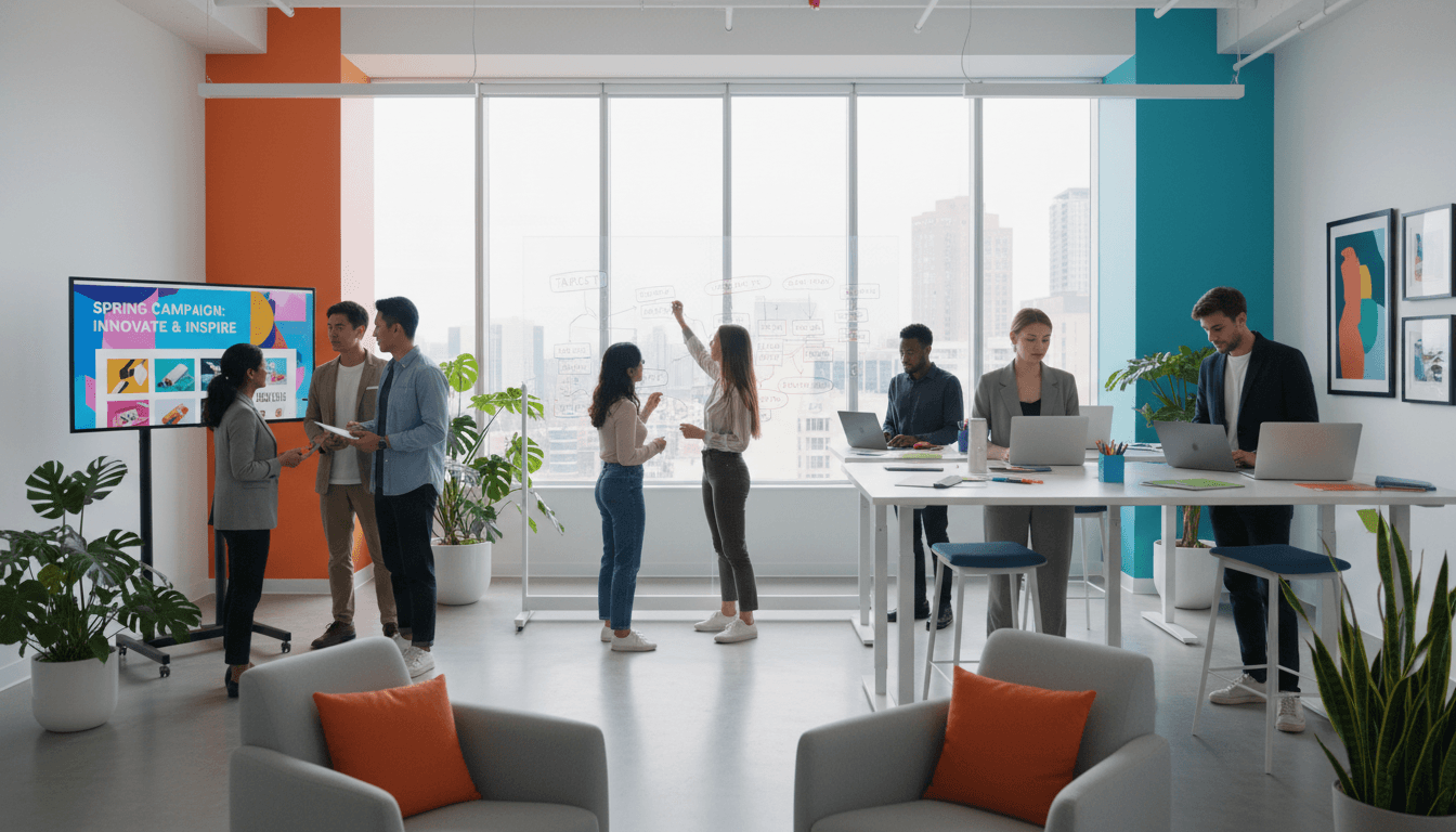 Creative director presenting brand campaign to client