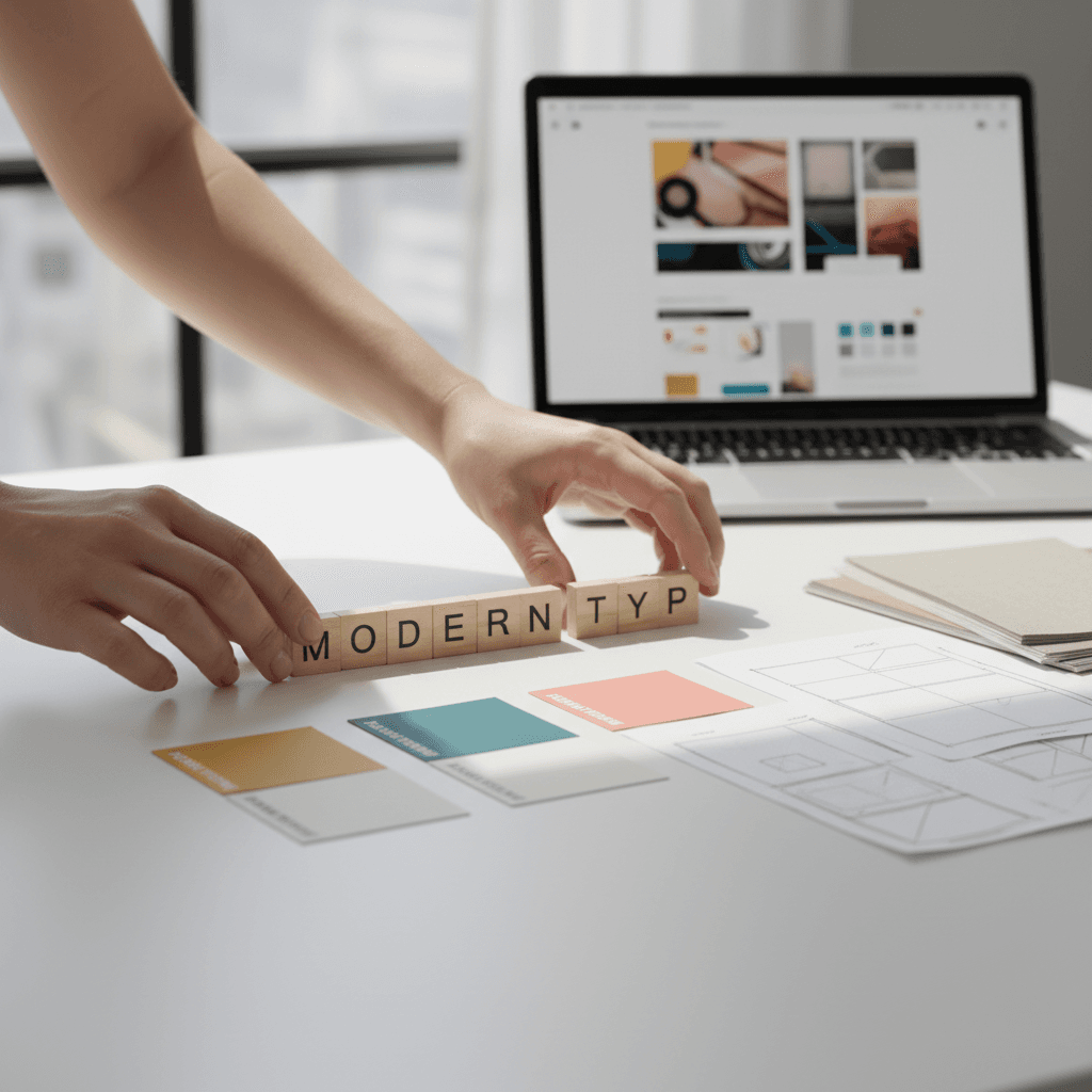Brand identity mockups including business cards